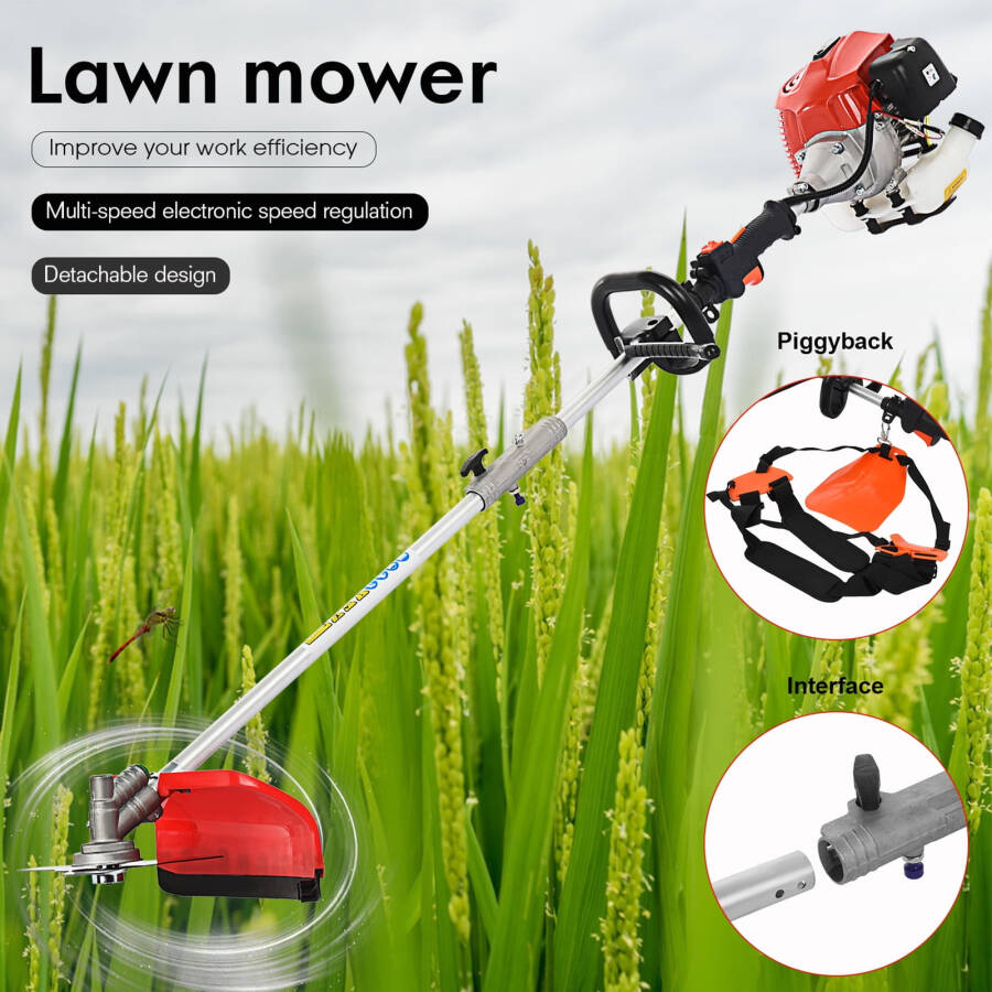 AQSQ 5 in 1 Weed Eater Grass Trimmer, Multi-Functional String Trimmer with Gas Pole Saw, Hedge Trimmer, Weed Trimmer, and Brush Cutter, Weed Eater for Patio Garden Lawn, 52CC 2-Cycle - 3