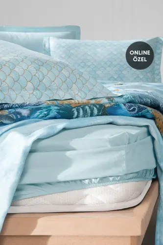 Aquamarine Double Bedspread Set - Turquoise - 3