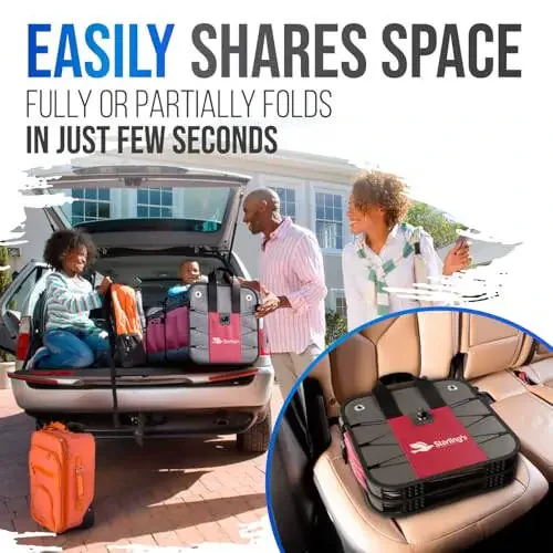 Car Trunk Organizer – Large Collapsible Storage Box with Adjustable Compartments – Heavy-Duty Cargo Organizer for SUV, Truck & Car – Non-Slip Waterproof Trunk Storage Bin for Groceries & Tools - 4