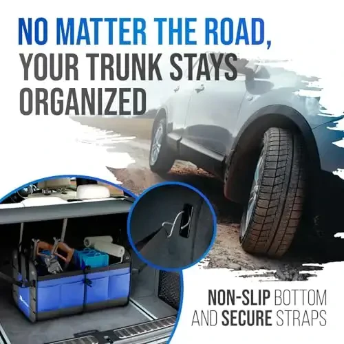 Car Trunk Organizer – Large Collapsible Storage Box with Adjustable Compartments – Heavy-Duty Cargo Organizer for SUV, Truck & Car – Non-Slip Waterproof Trunk Storage Bin for Groceries & Tools - MODAZONE (1)