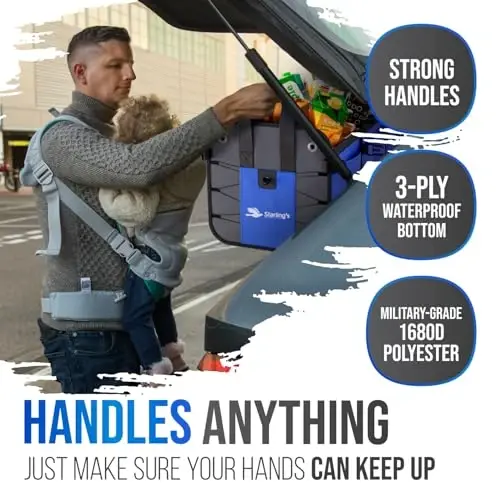 Car Trunk Organizer – Large Collapsible Storage Box with Adjustable Compartments – Heavy-Duty Cargo Organizer for SUV, Truck & Car – Non-Slip Waterproof Trunk Storage Bin for Groceries & Tools - 3