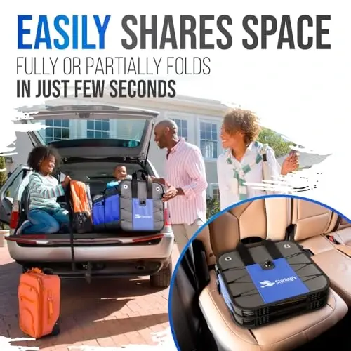 Car Trunk Organizer – Large Collapsible Storage Box with Adjustable Compartments – Heavy-Duty Cargo Organizer for SUV, Truck & Car – Non-Slip Waterproof Trunk Storage Bin for Groceries & Tools - 4