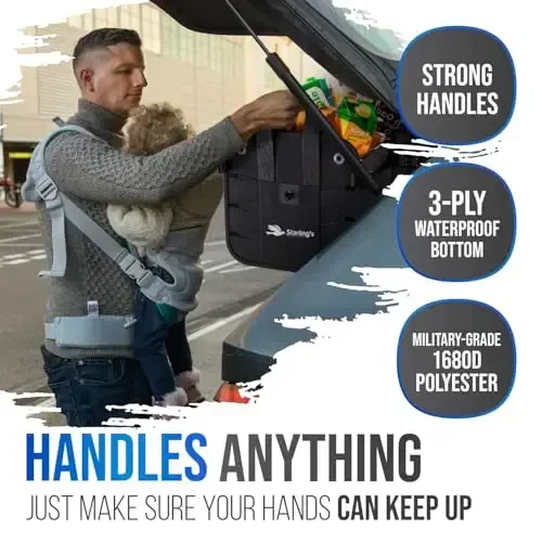 Car Trunk Organizer – Large Collapsible Storage Box with Adjustable Compartments – Heavy-Duty Cargo Organizer for SUV, Truck & Car – Non-Slip Waterproof Trunk Storage Bin for Groceries & Tools - XL - 3