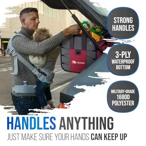 Car Trunk Organizer – Large Collapsible Storage Box with Adjustable Compartments – Heavy-Duty Cargo Organizer for SUV, Truck & Car – Non-Slip Waterproof Trunk Storage Bin for Groceries & Tools - XL - 3