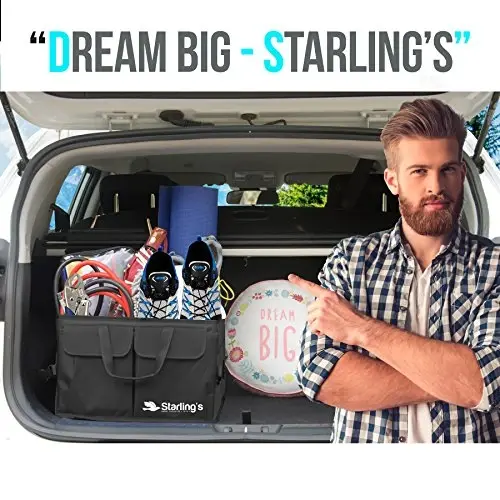 Car Trunk Organizer – Large Collapsible Storage Box with Adjustable Compartments – Heavy-Duty Cargo Organizer for SUV, Truck & Car – Non-Slip Waterproof Trunk Storage Bin for Groceries & Tools - 5
