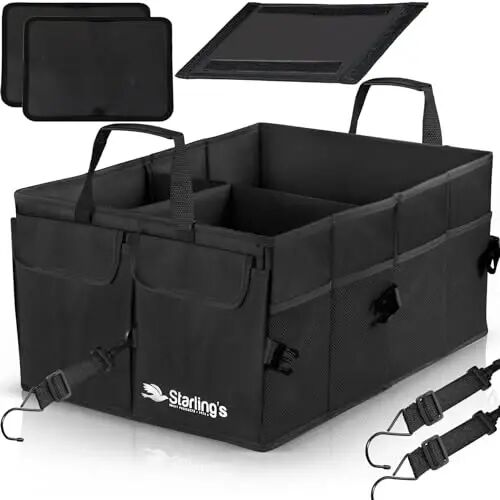 Car Trunk Organizer – Large Collapsible Storage Box with Adjustable Compartments – Heavy-Duty Cargo Organizer for SUV, Truck & Car – Non-Slip Waterproof Trunk Storage Bin for Groceries & Tools - 1