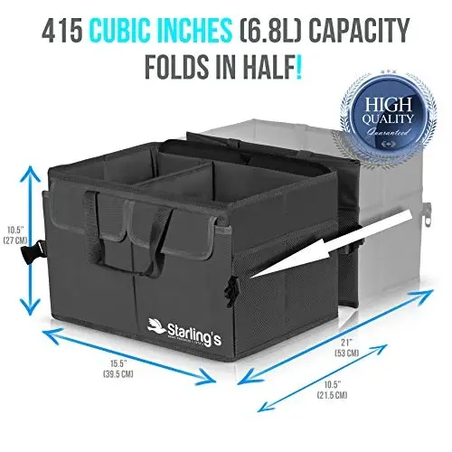 Car Trunk Organizer – Large Collapsible Storage Box with Adjustable Compartments – Heavy-Duty Cargo Organizer for SUV, Truck & Car – Non-Slip Waterproof Trunk Storage Bin for Groceries & Tools - 3