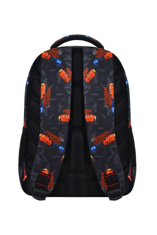 Araba Baskılı 3'lü Set Ilkokul Çantası, Termal Beslenme Çantası Ve Kalem Kutusu Seti-Kırmızı - 5