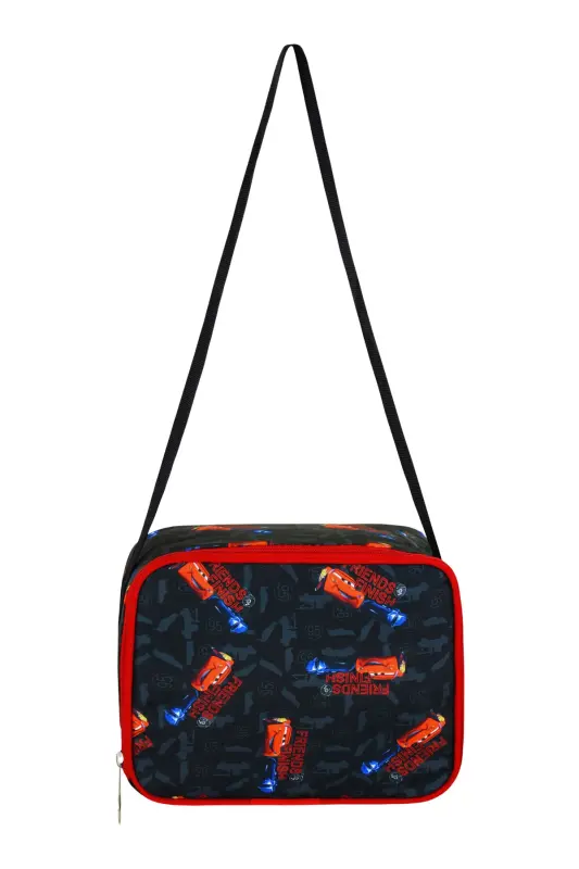 Araba Baskılı 3'lü Set Ilkokul Çantası, Termal Beslenme Çantası Ve Kalem Kutusu Seti-Kırmızı - 6