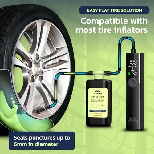 Woowind Premium Tire Inflator Portable Air Compressor, 2X Faster, 150PSI Air Pump For Car Tires, Tire Pump, with 12V DC Cord for Trucks & Off-Road Tires, Auto Shut-Off (Ventus pro + Tire sealant) - 5