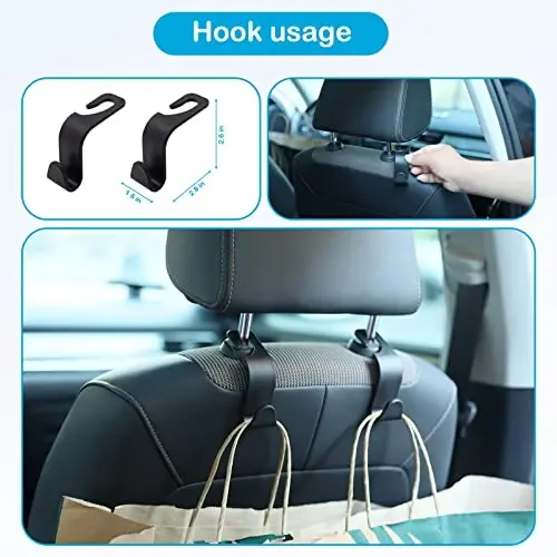 LIHBHOID 2 Pack Car Backseat Organizer,Car Storage Organizer with 12.5 inch Tablet Holder Tissue Box Car Seat Back Protectors with Hole for USB/Earphone/Charging,Road Trip Essentials kids - 5
