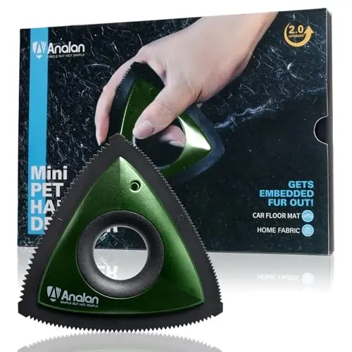 Analan Mini Pet Hair Remover for Car Detailing Supplies, Carpet Dog Hair Remover for Car Interior, Triangle Dog Hair Remover for Auto Detailing, Couch, Furniture, Lint, Carpet (Forest Green) - 1