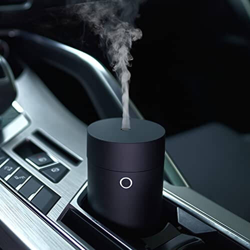 USB Diffuser for Essential Oils, Car Air Fresheners Fragrance Humidifiers, USB Powered Portable Cool Mist Ultrasonic Humidifiers for Car Home Office Bedroom (Plain Black) - 2