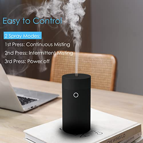 USB Diffuser for Essential Oils, Car Air Fresheners Fragrance Humidifiers, USB Powered Portable Cool Mist Ultrasonic Humidifiers for Car Home Office Bedroom (Plain Black) - 3