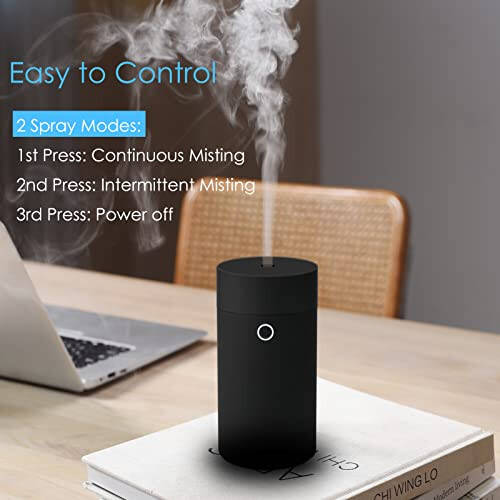 USB Diffuser for Essential Oils, Car Air Fresheners Fragrance Humidifiers, USB Powered Portable Cool Mist Ultrasonic Humidifiers for Car Home Office Bedroom (Plain Black) - 3