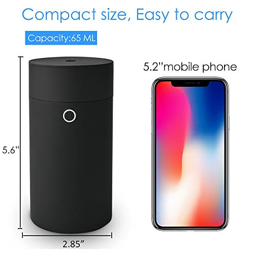 USB Diffuser for Essential Oils, Car Air Fresheners Fragrance Humidifiers, USB Powered Portable Cool Mist Ultrasonic Humidifiers for Car Home Office Bedroom (Plain Black) - 5