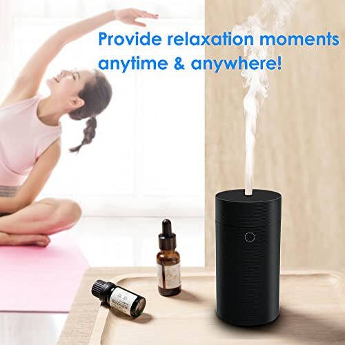 USB Diffuser for Essential Oils, Car Air Fresheners Fragrance Humidifiers, USB Powered Portable Cool Mist Ultrasonic Humidifiers for Car Home Office Bedroom (Plain Black) - 1