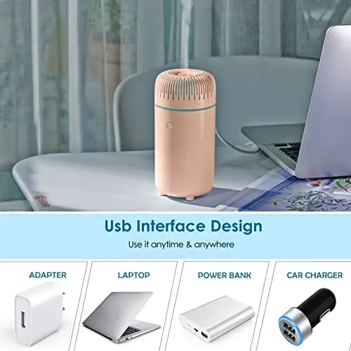 Car Diffuser Humidifier USB Aromatherapy Essential Oil Air Freshener USB Cool Mist Mini Portable Diffuser for Car Home Office Bedroom (Pink) - 4