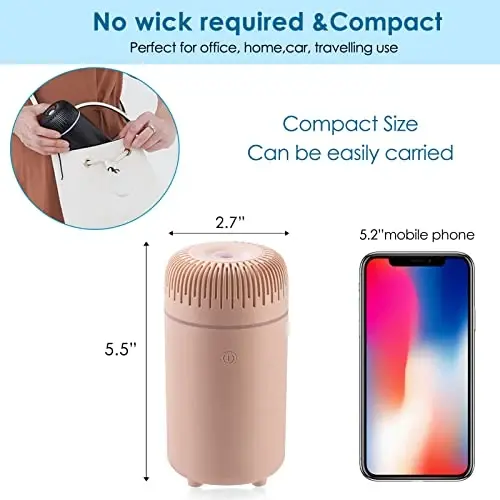 Car Diffuser Humidifier USB Aromatherapy Essential Oil Air Freshener USB Cool Mist Mini Portable Diffuser for Car Home Office Bedroom (Pink) - 3