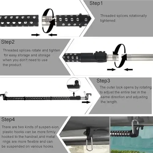 Car Clothes Hanger Bar, Cothes Rod for Car Telescopic Adjustable 34-51inch Heavy Duty Car Clothes Rack Suitable For Cars Trucks SUVs RVs Road Trippers RVs.(34-51inch) - 6