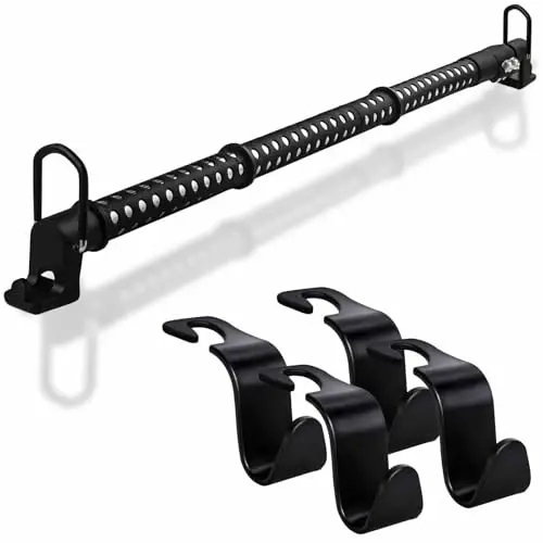 Car Clothes Hanger Bar, Cothes Rod for Car Telescopic Adjustable 34-51inch Heavy Duty Car Clothes Rack Suitable For Cars Trucks SUVs RVs Road Trippers RVs.(34-51inch) - 1