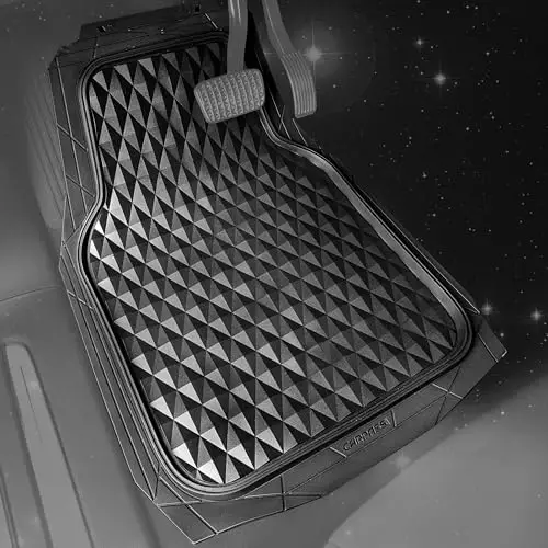 CAR PASS 3 Row Heavy Duty Rubber Car Mats, Deep-Dish All-Weather for 7 Seats 8 Seater 2nd & 3rd Floor Mats Waterproof Universal Trim Fit Liner Van,SUV,7 Passengers Vehicle,Automotive 3D Rhombus Black - 2