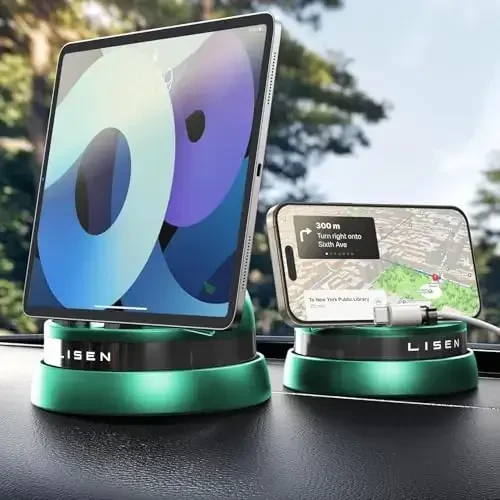 LISEN Phone Holders for Your Car, 360° Rotatable Dashboard Cell Phone Holder,Multifunctional iPhone Car Mount Compatible with iPhone 16 Pro Max/15/14/13, Samsung S24/23/22/21,Green - LISEN