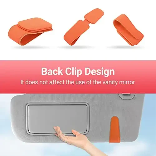 Sunglass Holder for Car Visor Sunglasses Clip Magnetic Leather Glasses Eyeglass Holder Truck Car Interior Accessories Universal for Woman Man -Orange - 6