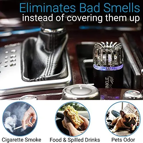 Car Air Purifier Ionizer - 12V Plug-in Ionic Anti-Microbial Car Deodorizer with Dual USB Charger - Smoke Smell, Pet and Food Odors, Allergens, Viruses Eliminator for Car (Matte Black) - CAR (1)