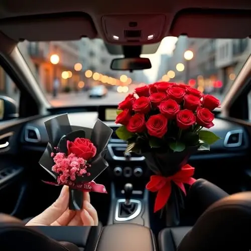 Red Mini Dried Flowers Bouquet for Car Air Vent Clips, Car Air Outlet Perfume Decoration, Air Fresheners Interior Accessories Decoration - 3