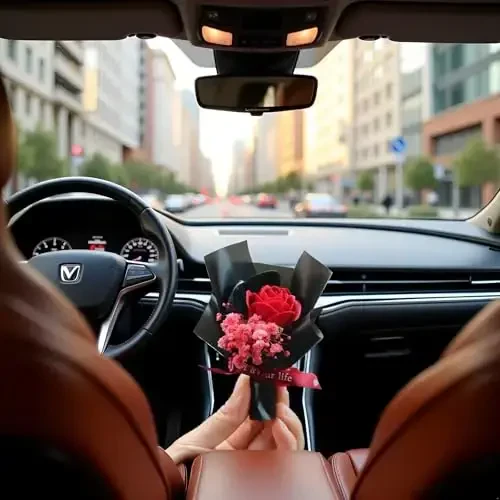 Red Mini Dried Flowers Bouquet for Car Air Vent Clips, Car Air Outlet Perfume Decoration, Air Fresheners Interior Accessories Decoration - 1