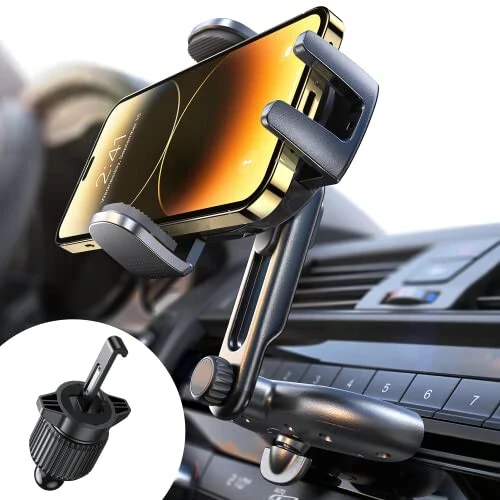 LISEN CD Phone Holder for Car iPhone 17 Adjustable CD Slot Phone Mount Holder Sturdy Cell Phones Holders for Your Car Accessories for Samsung Galaxy S25 S24 iPhone 16 15 Pro Max All Phones - LISEN