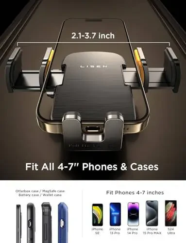LISEN CD Phone Holder for Car iPhone 17 Adjustable CD Slot Phone Mount Holder Sturdy Cell Phones Holders for Your Car Accessories for Samsung Galaxy S25 S24 iPhone 16 15 Pro Max All Phones - 4