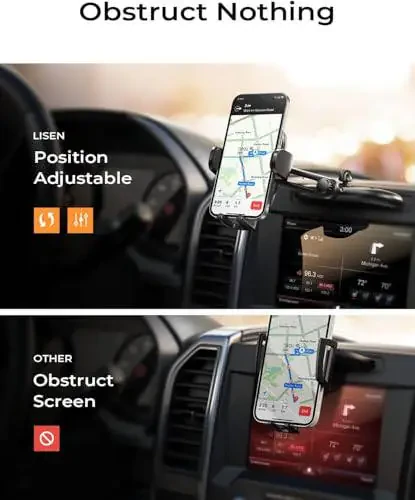 LISEN CD Phone Holder for Car iPhone 17 Adjustable CD Slot Phone Mount Holder Sturdy Cell Phones Holders for Your Car Accessories for Samsung Galaxy S25 S24 iPhone 16 15 Pro Max All Phones - 5