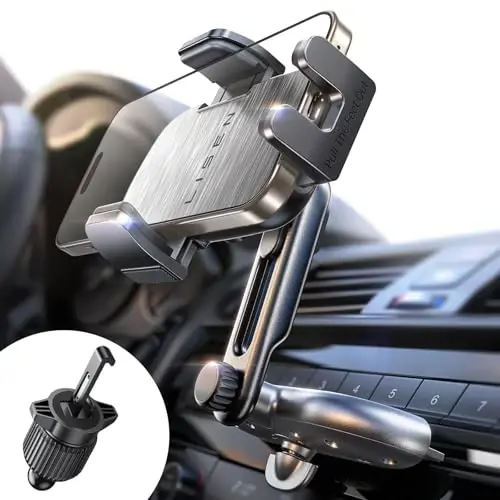 LISEN CD Slot Phone Mount for Car, Adjustable CD Phone Holder for Car Phone Mount for iPhone Ultra Sturdy Vent Cell Phone Holder Mount for iPhone 16 Pro Max Plus Accessories (Silver) Kits - 1