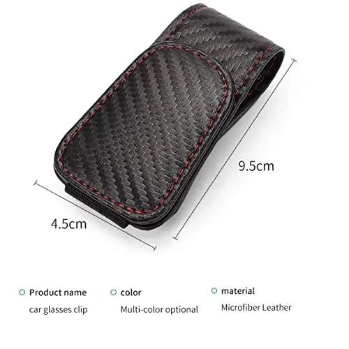 CHOSMOYI Magnetic Leather Sunglass Holder for Car, Sunglasses Clip for Car Visor, Auto Interior Accessories Universal for Different Size Eyeglasses (Carbon Fiber) - 2