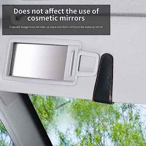 CHOSMOYI Magnetic Leather Sunglass Holder for Car, Sunglasses Clip for Car Visor, Auto Interior Accessories Universal for Different Size Eyeglasses (Carbon Fiber) - 3