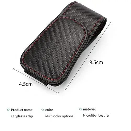 Magnetic Leather Sunglass Holder for Car, Sunglasses Clip for Car Visor, Auto Interior Accessories Universal for Different Size Eyeglasses (Carbon Fiber) - 2