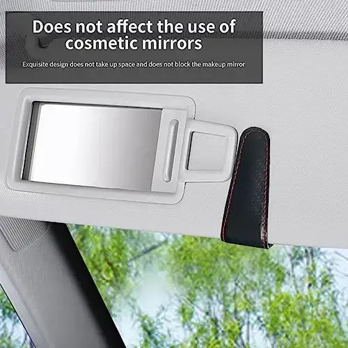 Magnetic Leather Sunglass Holder for Car, Sunglasses Clip for Car Visor, Auto Interior Accessories Universal for Different Size Eyeglasses (Carbon Fiber) - 3