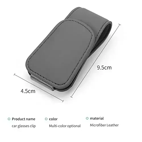 Magnetic Leather Sunglass Holder for Car, Sunglasses Clip for Car Visor, Auto Interior Accessories Universal for Different Size Eyeglasses (Grey) - MAGNETIC (1)