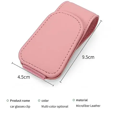 Magnetic Leather Sunglass Holder for Car, Sunglasses Clip for Car Visor, Auto Interior Accessories Universal for Different Size Eyeglasses(Pink) - 2