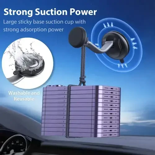 Magnetic Phone Holder for Car, [ Powerful Magnets & Military-Grade Suction] Car Phone Holder Mount Dashboard Windshield Cell Phone Holder Phone Stand for Car iPhone Android Automobile Cradle (Gray) - 3