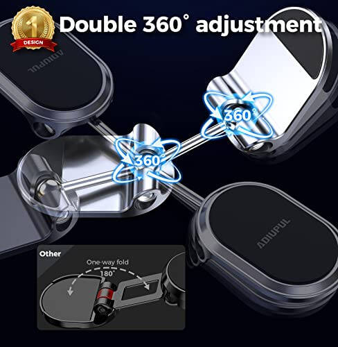 Magnetic Phone Holder for Car Metal Upgrade 6X Magnets Phone Mount Double 360° Rotation Super Sticker Phone Holder Car Mount Easy Install Suitable for Dashboard Screens Compatible with All Phone black - 2