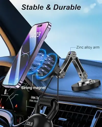 Araba için Manyetik Telefon Tutucu, [Yükseltilmiş Süper Mıknatıs] Araba için Manyetik Telefon Montajı, Kılıf Dostu, [360° Dönüş] iPhone Samsung, Tüm Akıllı Telefonlar için Evrensel Gösterge Paneli Araç Montajı - 1