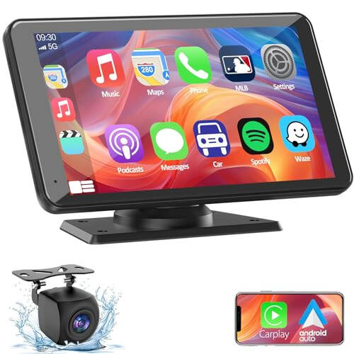 Araba İçin Taşınabilir Kablosuz CarPlay Ekranı, 7 İnç Çift Din Araba Stereo Apple CarPlay ve Android Auto İçin, Yedek Kamera, Ayna Bağlantısı, Navigasyon Ekranı ile Multimedya Oynatıcı Tüm Araçlar İçin - 9