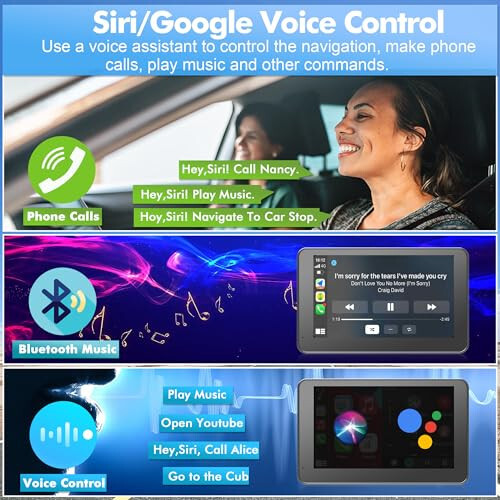 Araba İçin Taşınabilir Kablosuz CarPlay Ekranı, 7 İnç Çift Din Araba Stereo Apple CarPlay ve Android Auto İçin, Yedek Kamera, Ayna Bağlantısı, Navigasyon Ekranı ile Multimedya Oynatıcı Tüm Araçlar İçin - 11