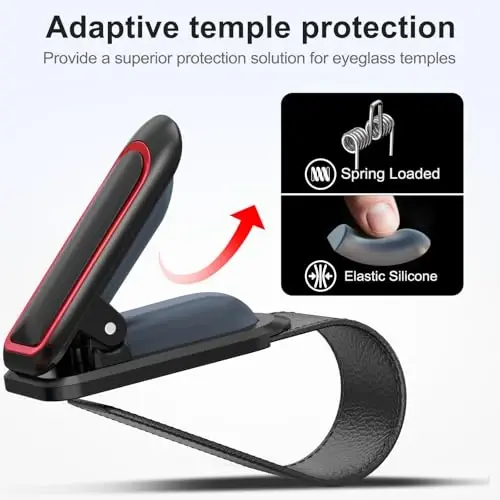 Veharvim Sunglass Holder for Car (2 Pack, One-Handed Operation, Gentle & Secure Hold, Silicone Padded, Universal Fits Sunglass and Car Visor) - Sunglasses Clip for Car Visor (Black & Red, 4 Pack) - 3