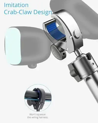 Upgrade Rear View Mirror Phone Holder Mount for Car, Aluminum Multi-Directional metal arms and 360-degree Rotatable Retractable, Essentials Accessories Compatible with iphone android - silvery white - 4