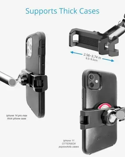 Upgrade Rear View Mirror Phone Holder Mount for Car, Aluminum Multi-Directional metal arms and 360-degree Rotatable Retractable, Essentials Accessories Compatible with iphone android - silvery white - 5