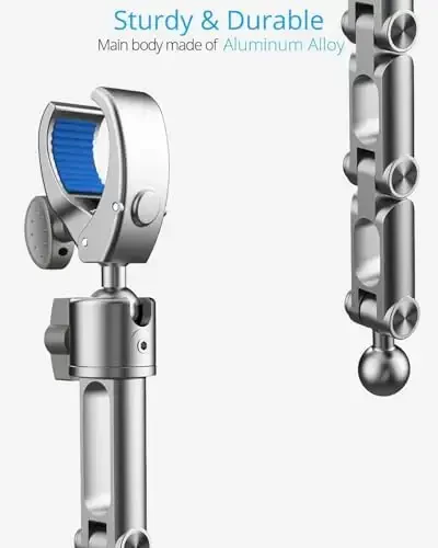 Upgrade Rear View Mirror Phone Holder Mount for Car, Aluminum Multi-Directional metal arms and 360-degree Rotatable Retractable, Essentials Accessories Compatible with iphone android - silvery white - 7